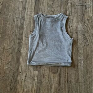 Skims Grey Velour Crop Tank Top size Medium